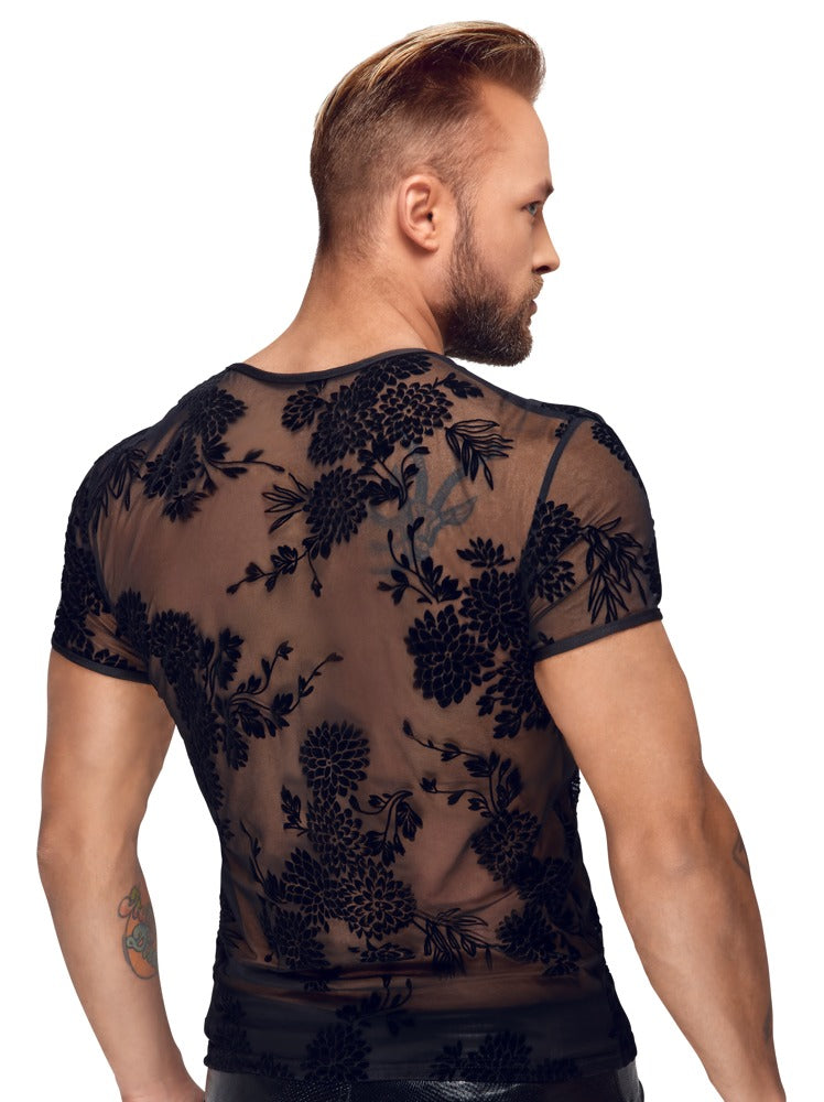 Shirt mit floraler Samtflockprint - Noir Handmade – Hinreissend Fetish Fashion
