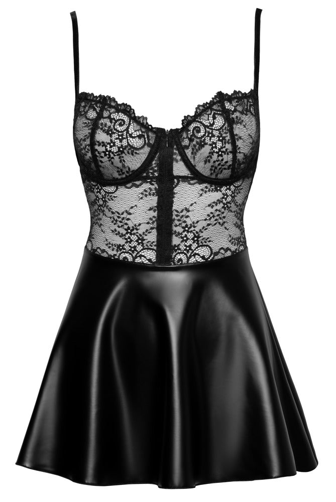 Exklusives kurzes Kleid im edlen Material-Mix – Hinreissend Fetish Fashion