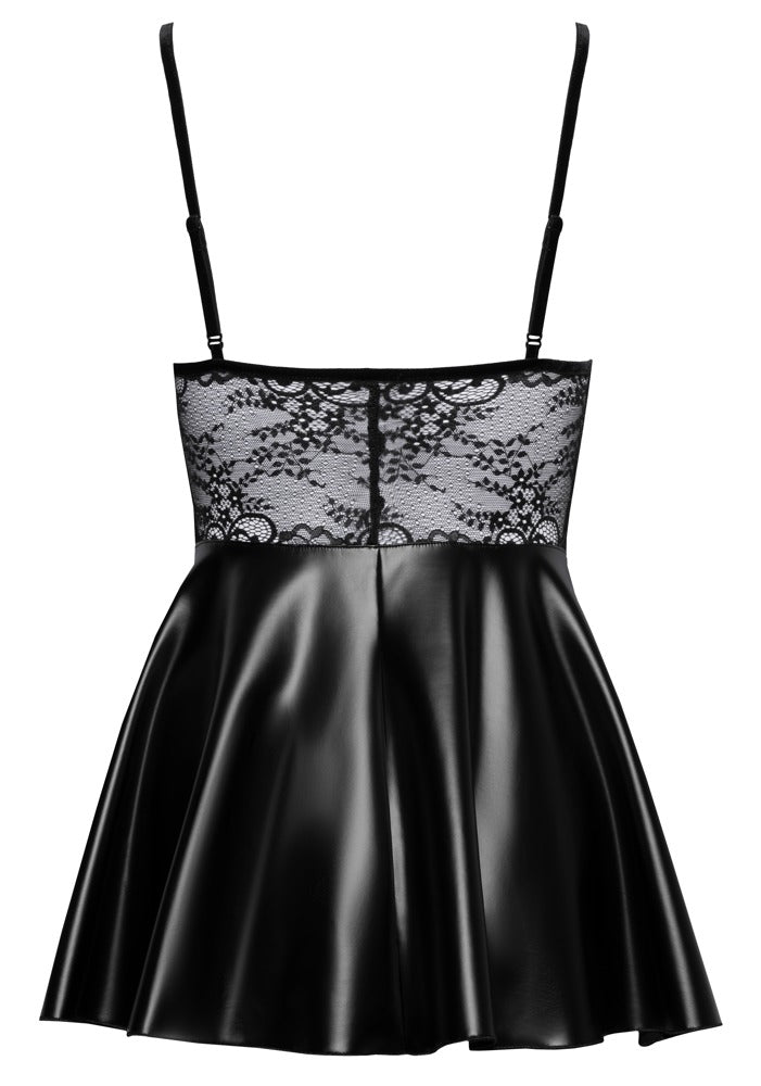 Exklusives kurzes Kleid im edlen Material-Mix – Hinreissend Fetish Fashion