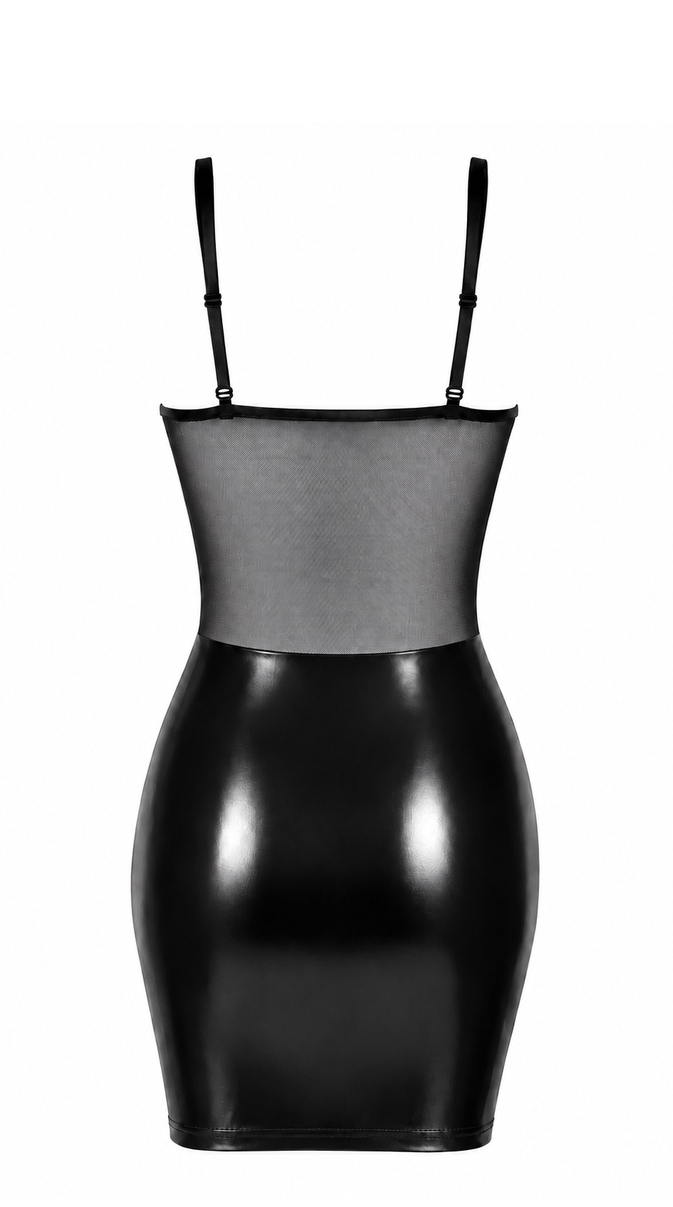 Wetlook Minikleid Damen Schwarz mit Schnürung – Noir Handmade, Rückansicht ohne Model