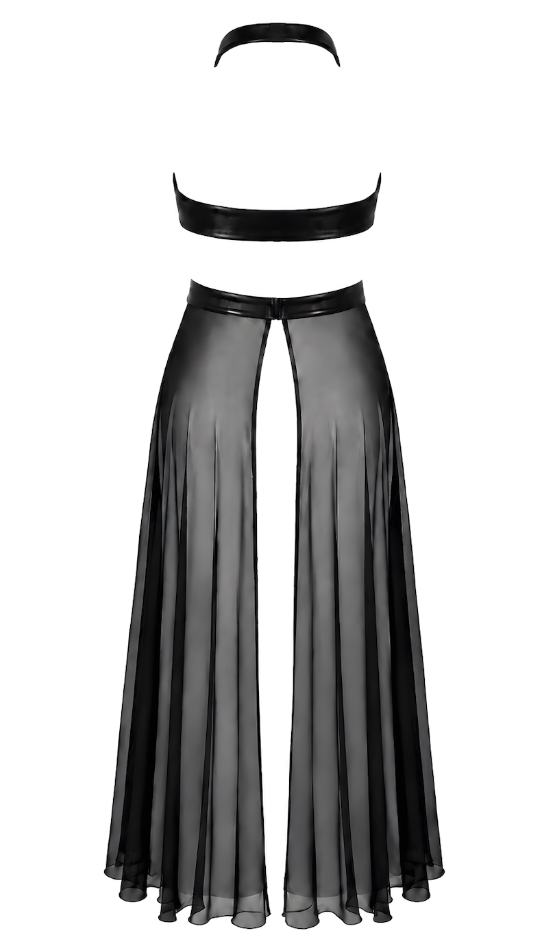 Tüll Maxikleid Damen Schwarz mit Neckholder – Noir Handmade, Rückansicht ohne Model