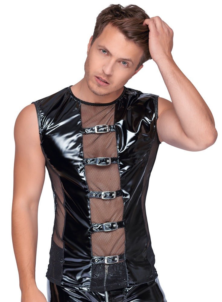Ärmelloses Shirt im Lack - Netz - Mix - Hinreissend