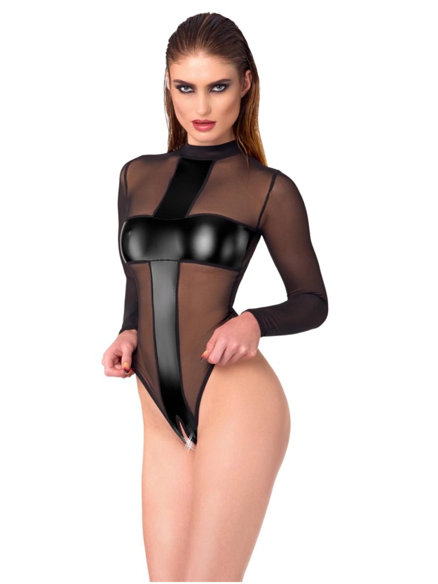 Body ouvert Transparent – Noir Handmade - Hinreissend