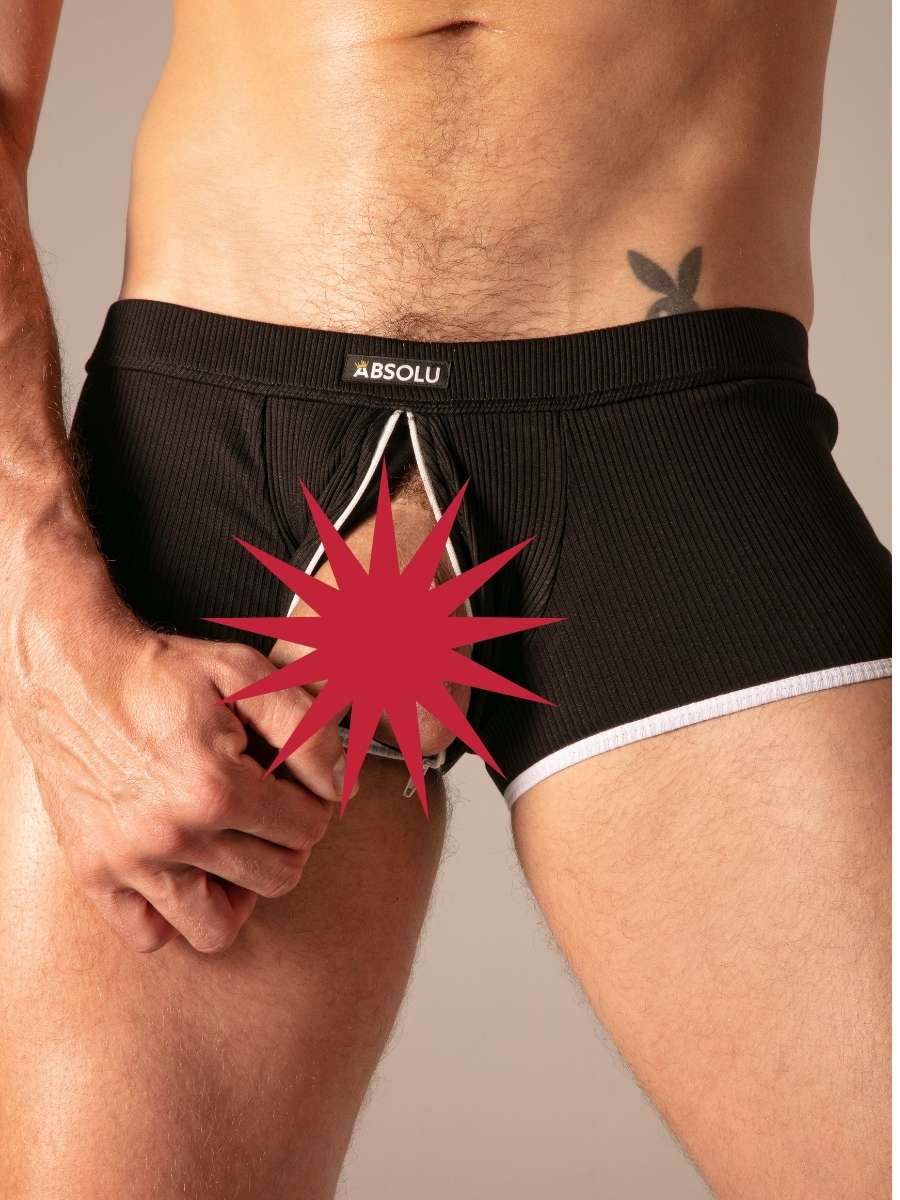 Rib Zip Trunk Coton Noir â Absolu Male