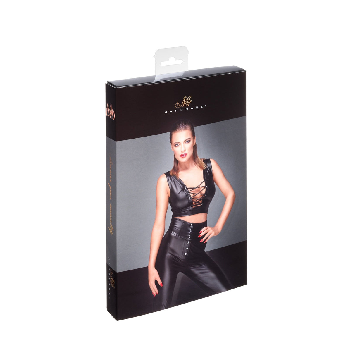 F155 Powerwetlook - Oberteil mit Schnürung von Noir Handmade - Hinreissend