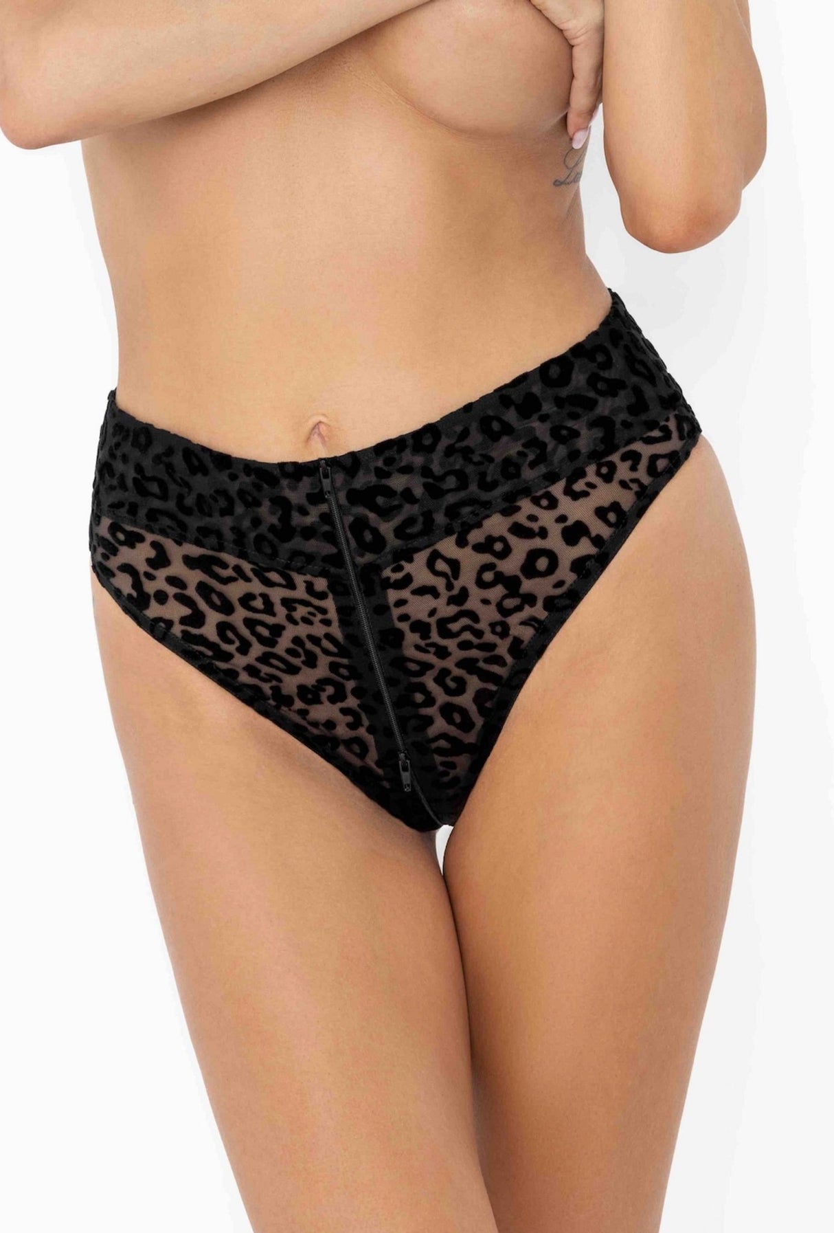 F290 Panty aus Leopardenflock | Noir Handma - Hinreissend