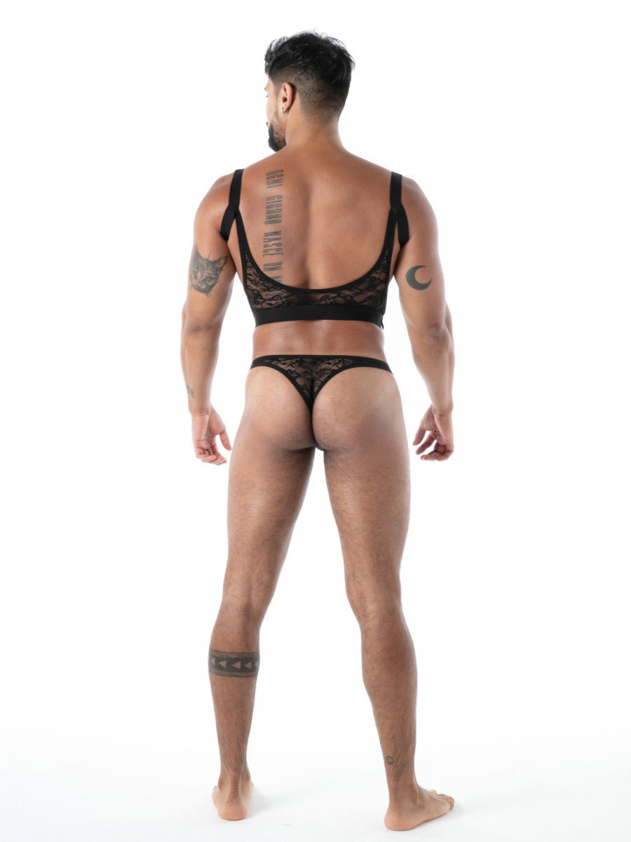 FLUID Spitzen G - Thong – Schwarz - Hinreissend