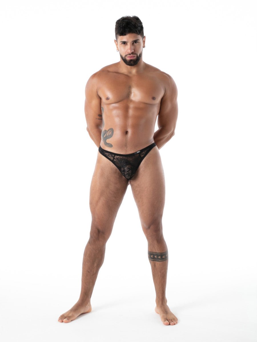 FLUID Spitzen G - Thong – Schwarz - Hinreissend
