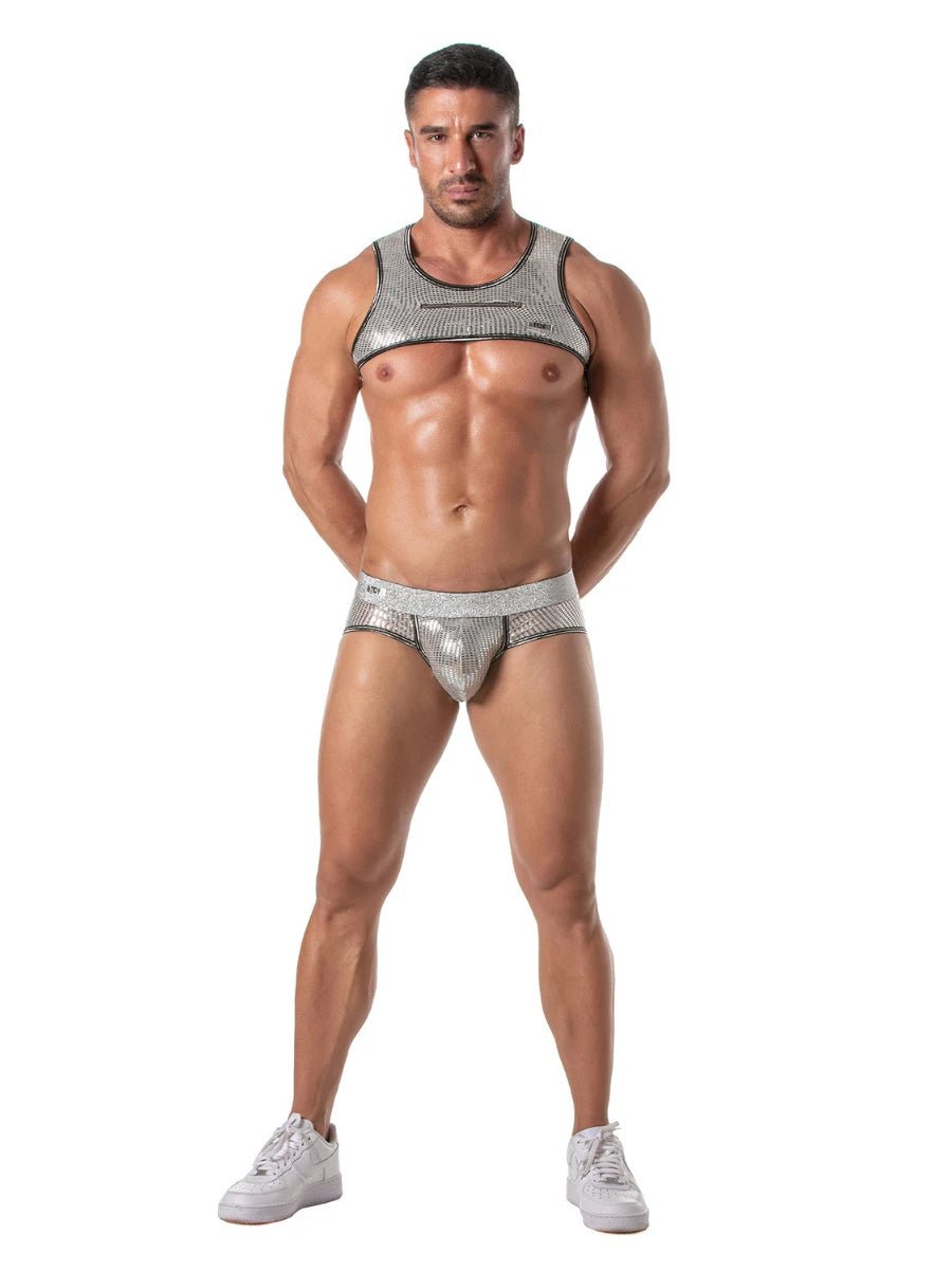 Glitter Harness mit Reissverschluss Silber â TOF Paris - Hinreissend