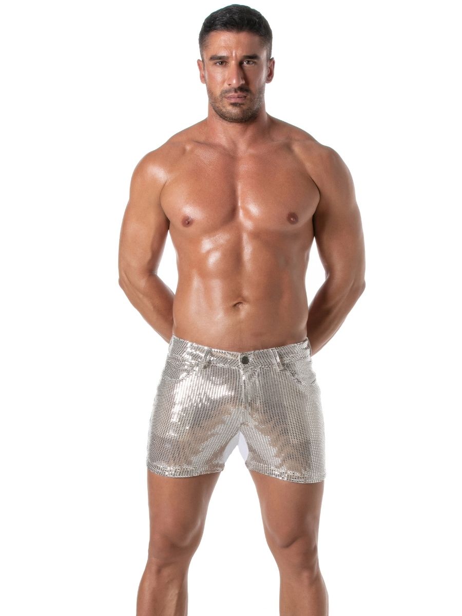 Glitzer-Shorts Silber – TOF Paris vorne