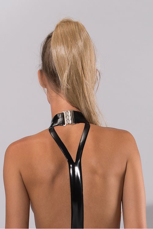 GP Latex Crotchless Harness Body Schwarz - Hinreissend