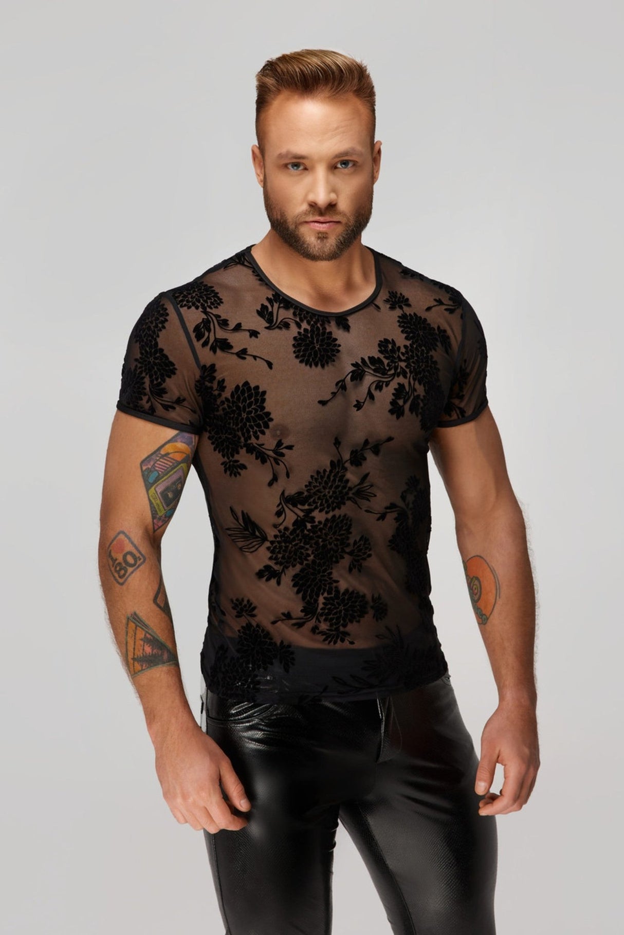 Herren Flower Flock T-Shirt - Noir Handmade - Hinreissend