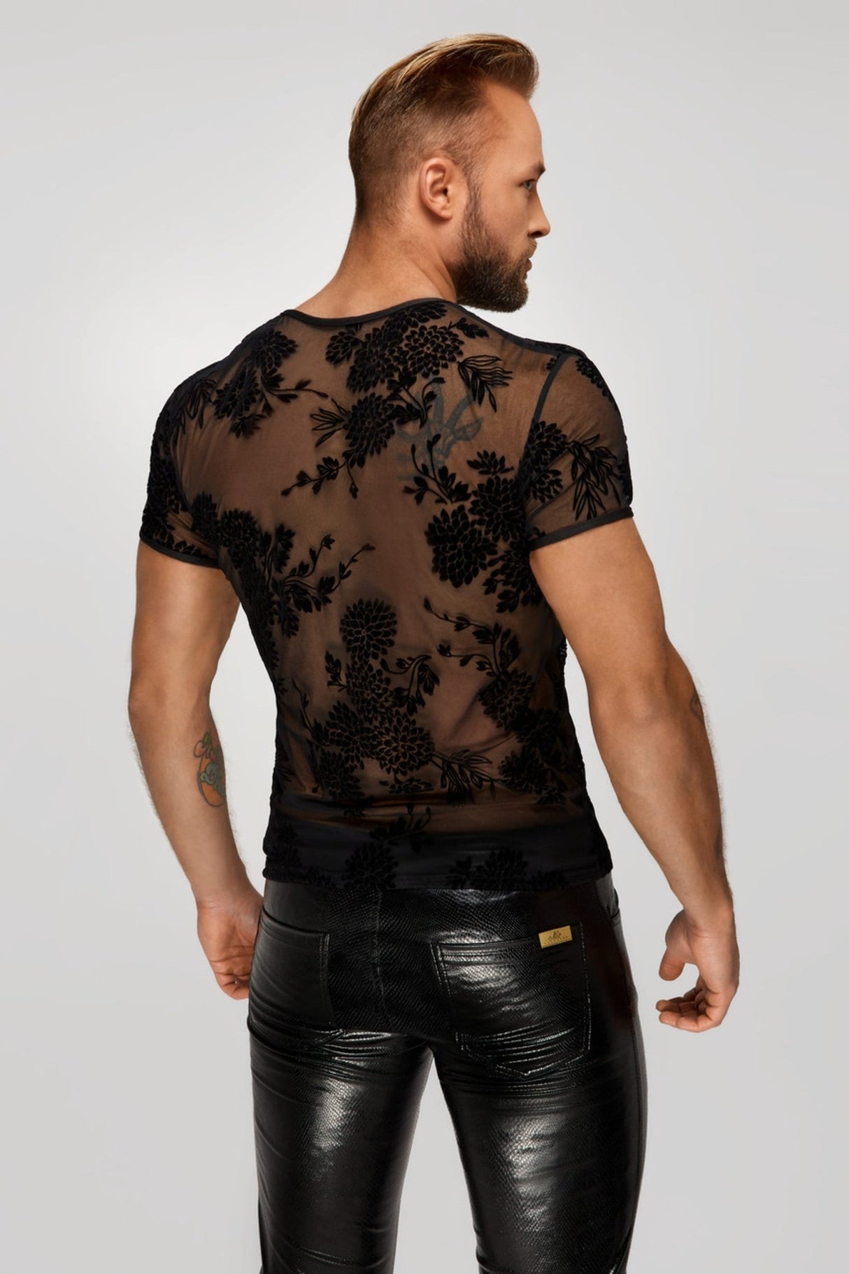 Herren Flower Flock T-Shirt - Noir Handmade - Hinreissend