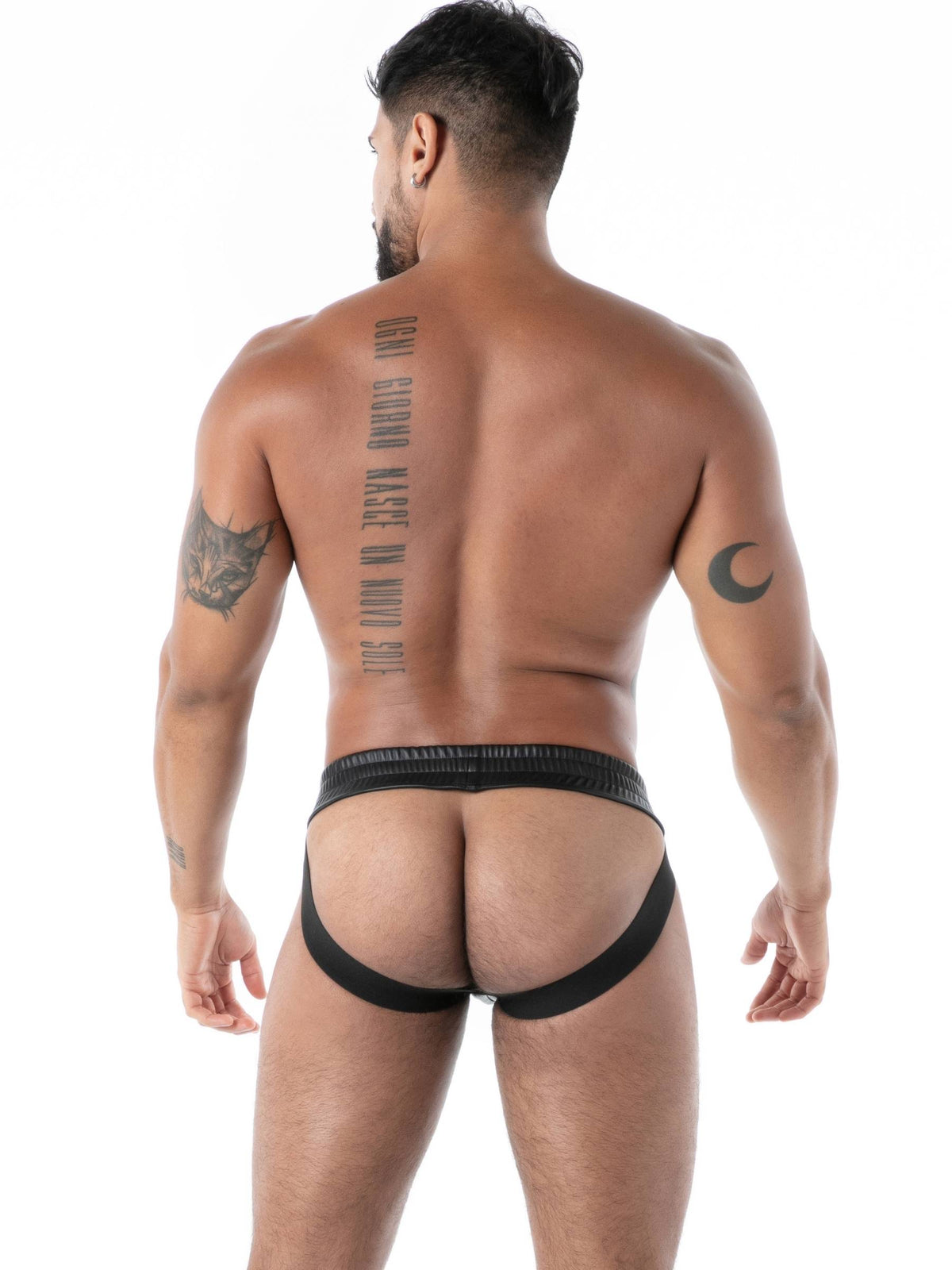 Kunstleder Jockstrap Schwarz – TOF Paris hinten