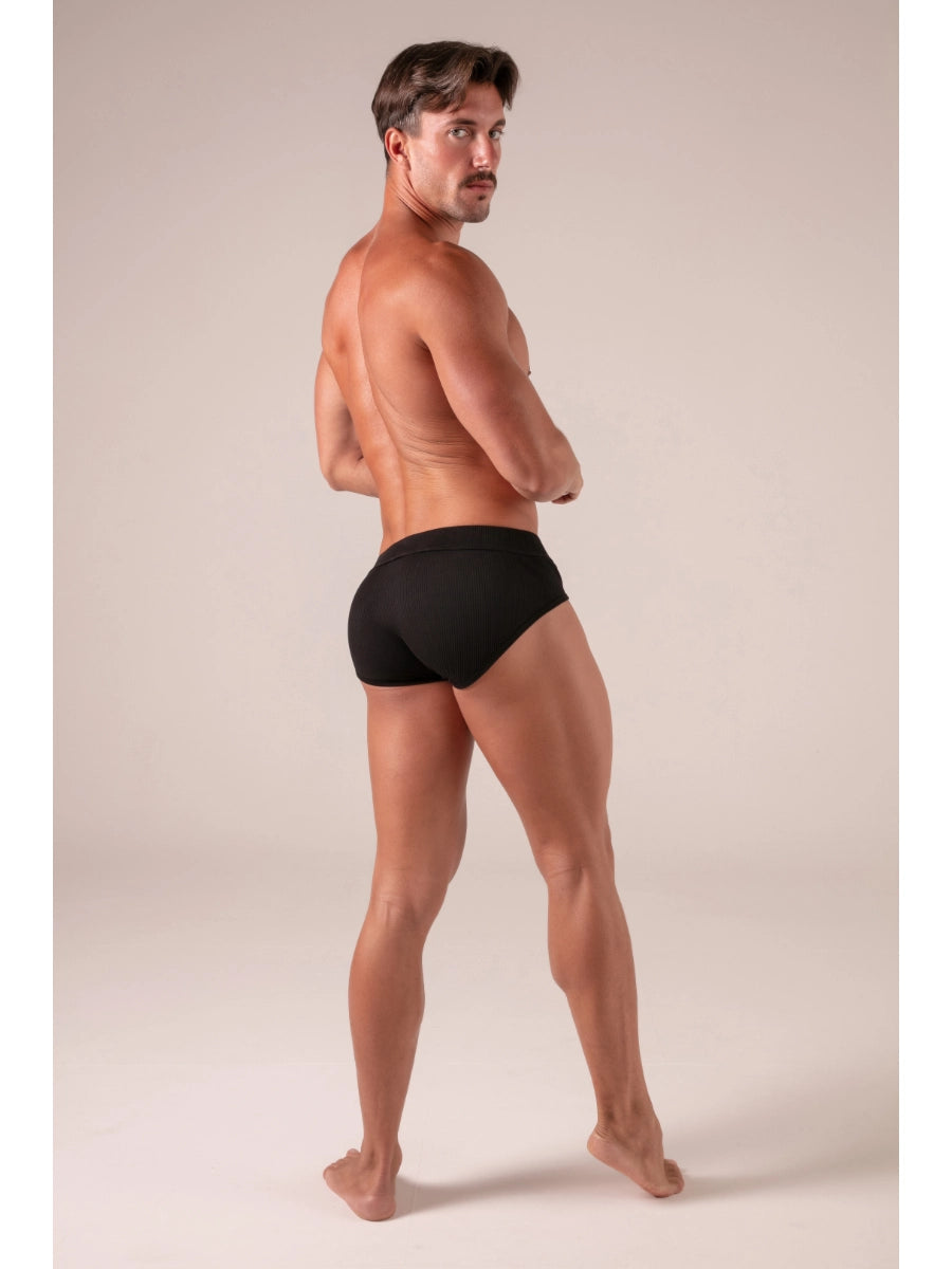 Absolu Male TOF Paris – Laced Briefs – Absolu Male – Rückansicht – sexy maskuliner Herrenlook in Schwarz