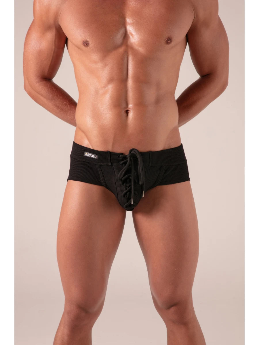 Absolu Male TOF Paris – Laced Briefs – Absolu Male – Detail – sexy maskuliner Herrenlook in Schwarz