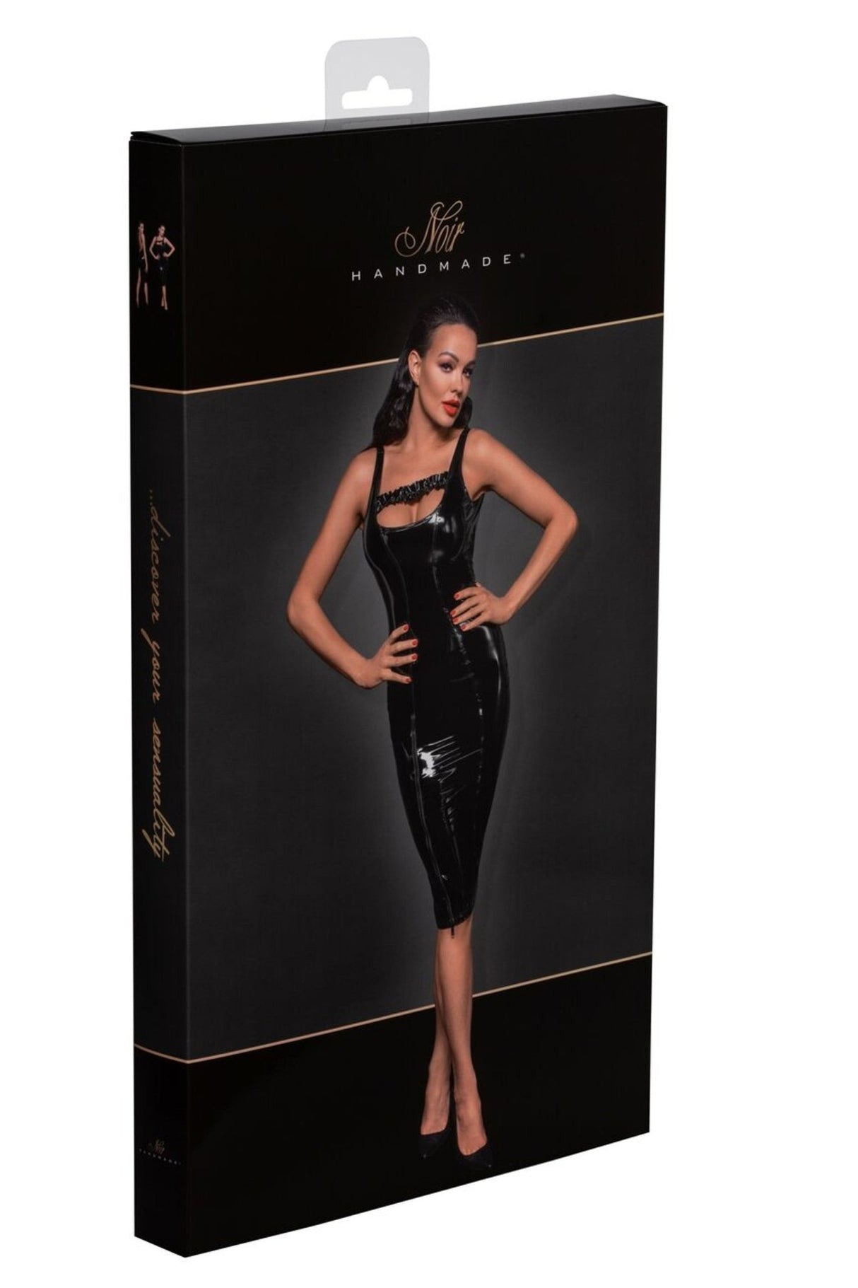 Lack Midikleid mit Zipper F250 - Schwarz | Noir Handmade - Hinreissend