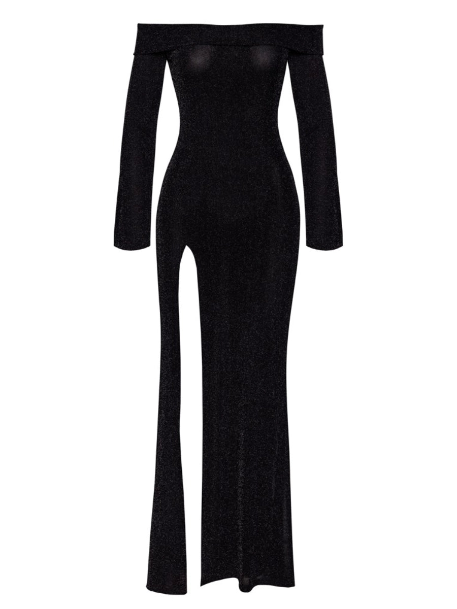 Langes Glitzerkleid Schwarz – Noir Handmade - Hinreissend