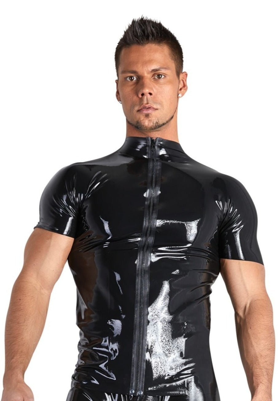 Latex Shirt mit Zip von Late X – Vorderansicht mit Reissverschluss