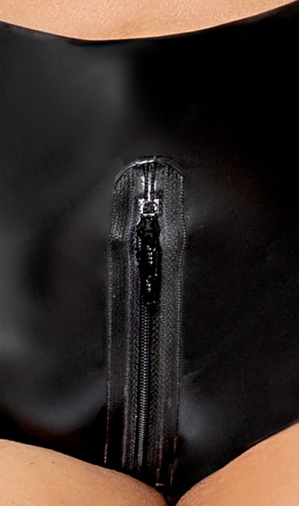 Latex Shorts von Late X – Detail Zip vorne