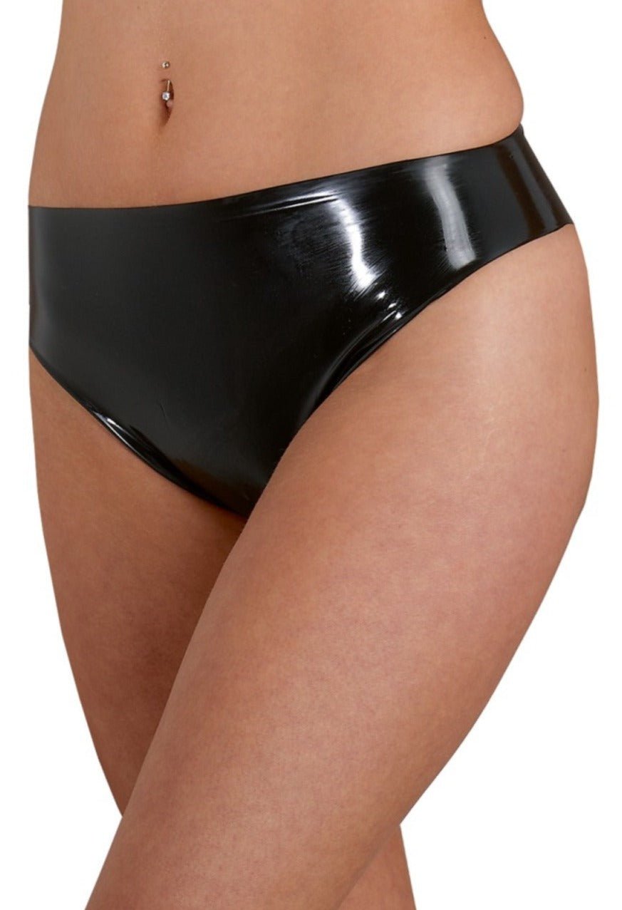 Latex Slip schwarz von Late X – Seitenansicht figurbetont