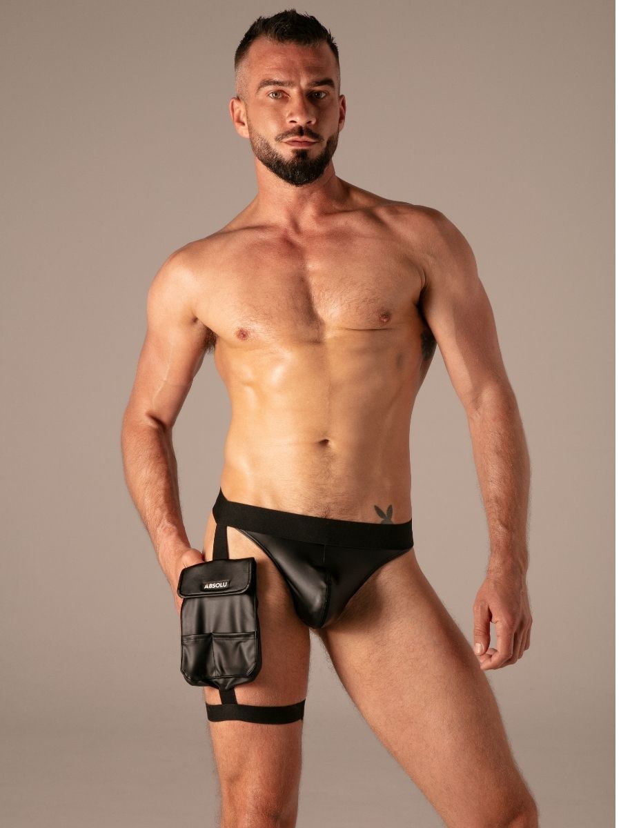 Master Flex Thigh Pocket Harness Wetlook Noir â Absolu Male