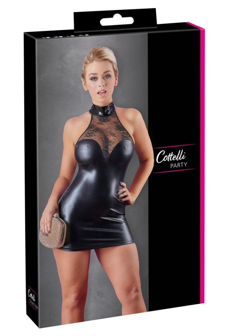 Minikleid Wetlook mit Spitze | Cottelli Party - Hinreissend