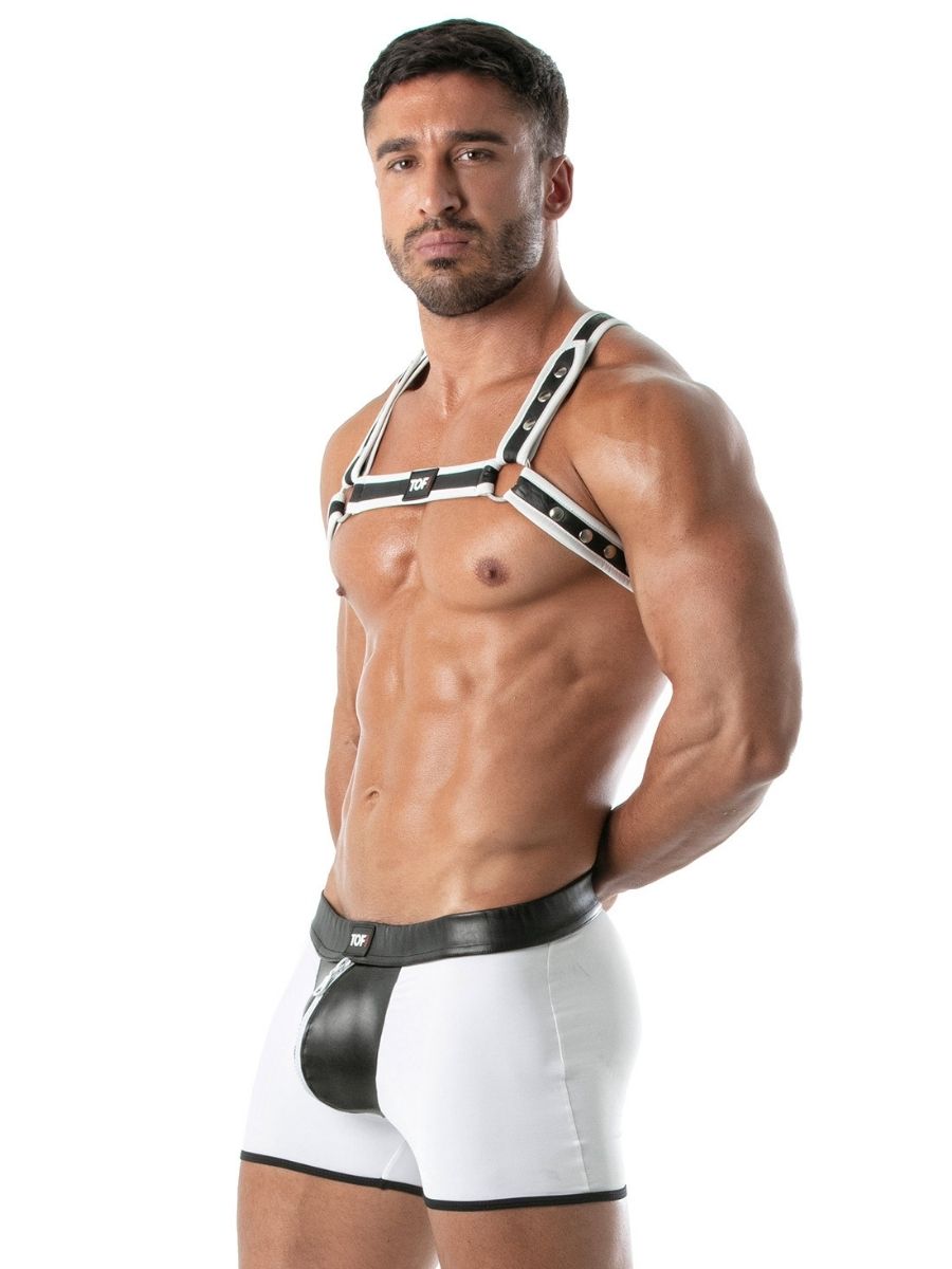 neopren-harness-herren-d-ringe-tof-paris weiss Ganzkörper