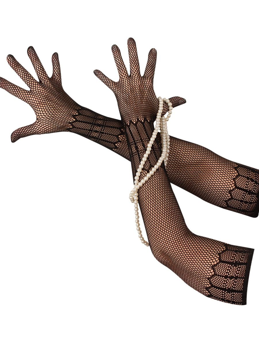 Gants en résille noirs longs jusqu'au coude – Cottelli Accessoires