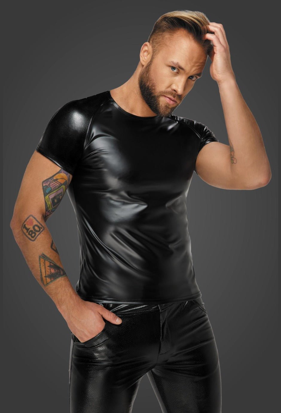 Noir Handmade Herren Wetlook Shirt - Verführung mit Stil - Hinreissend