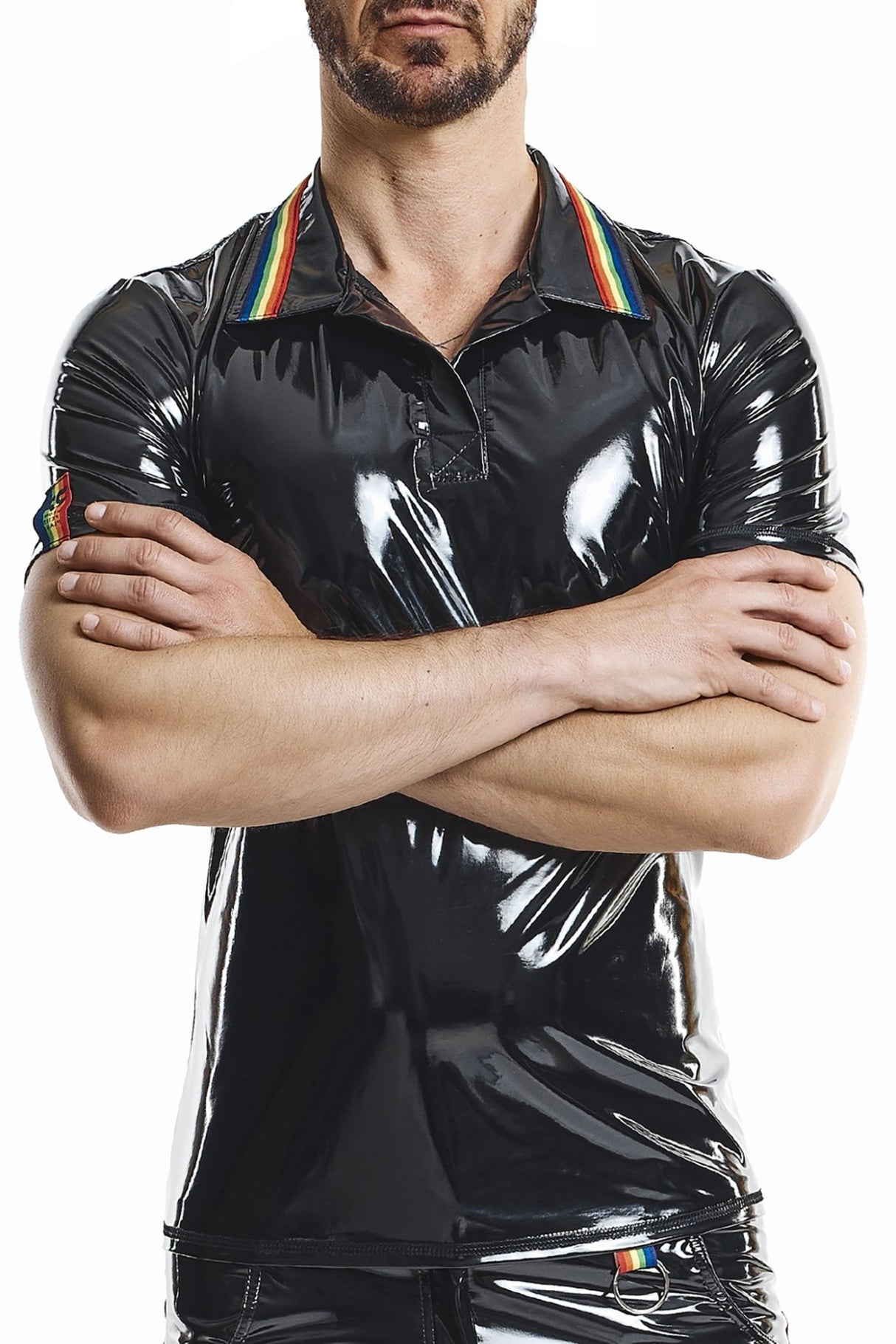PVC Polo Shirt "Raffaele" schwarz - Hinreissend