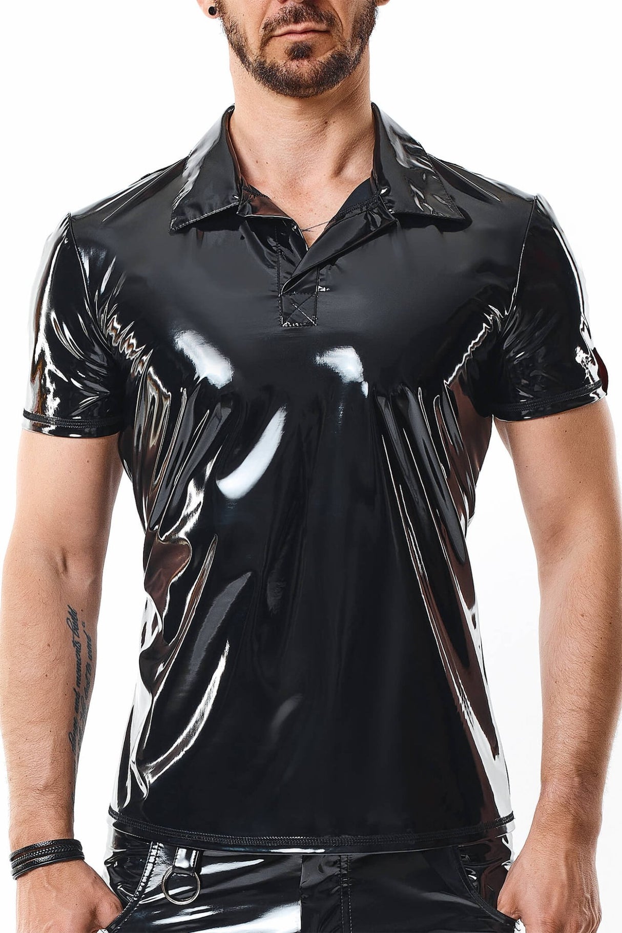 PVC Polo Shirt "Rodolfo" schwarz - Hinreissend