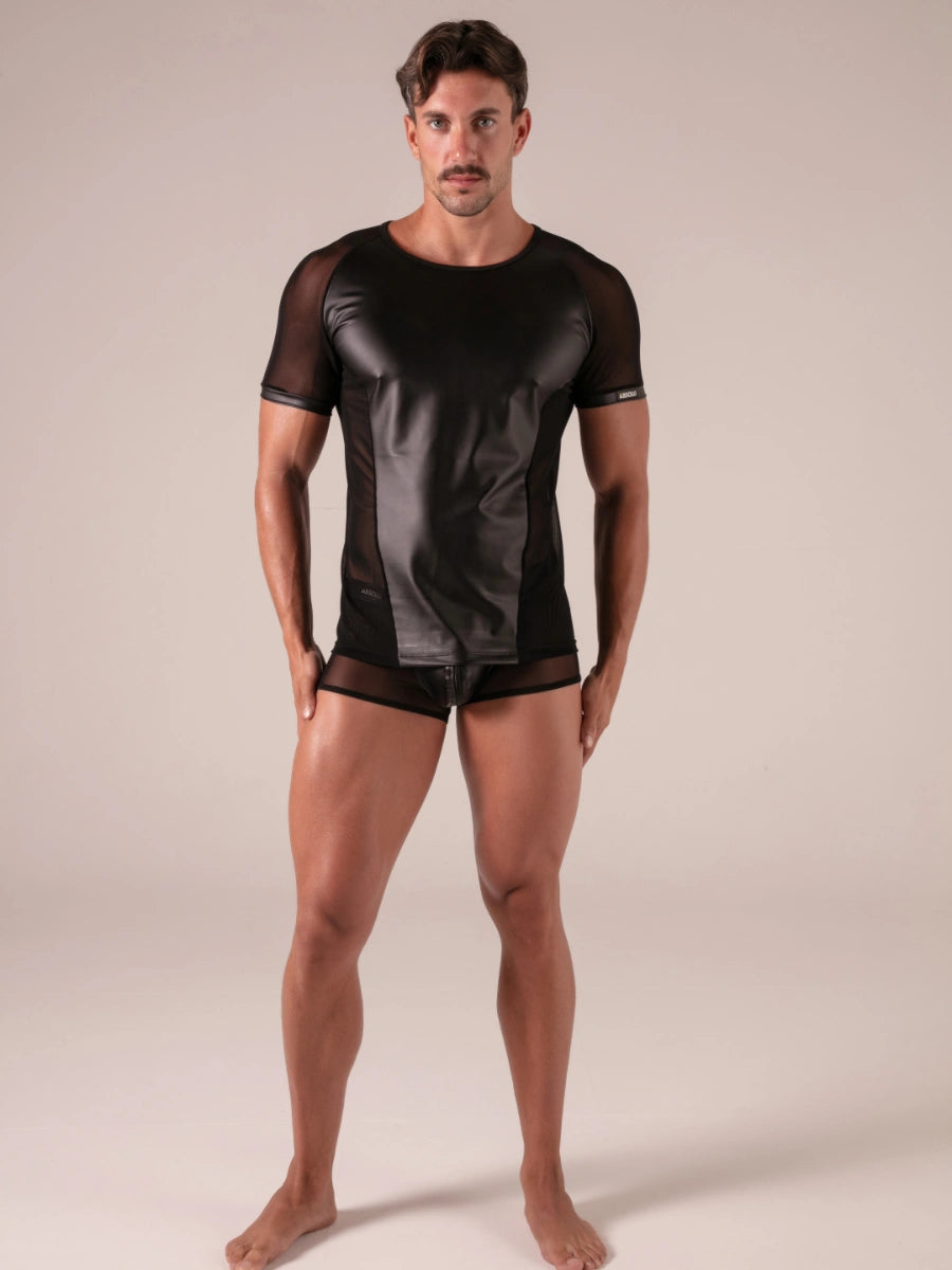 Absolu Male TOF Paris – Rebel T-Shirt – Absolu Male – Vorderansicht – sexy maskuliner Herrenlook in Schwarz