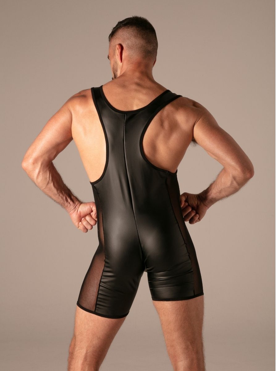 Rebel Zip Singlet Wetlook RĂ©sille Noir â Absolu Male