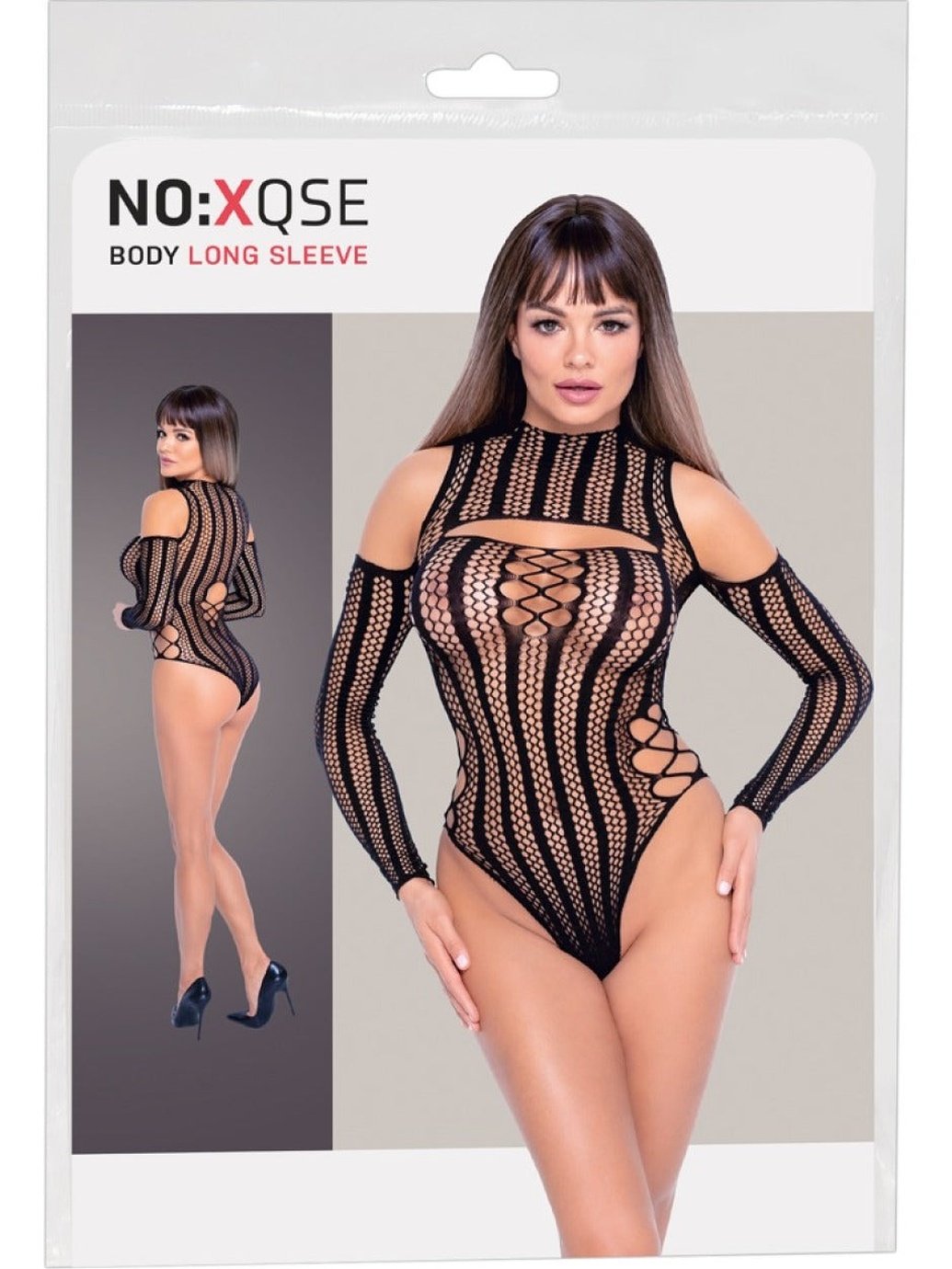 Schulterfreier Langarm - Netzbody S - L - Hinreissend