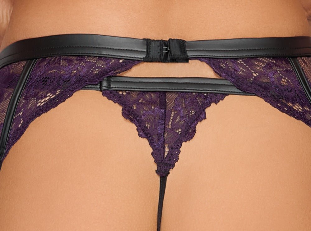 Set: Bralette, Strapsgurt, String ouvert & 2 Handfesseln - Hinreissend