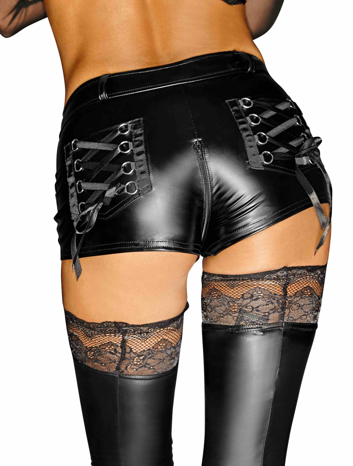 Shorts wetlook F138 - Noir Handmade - Hinreissend