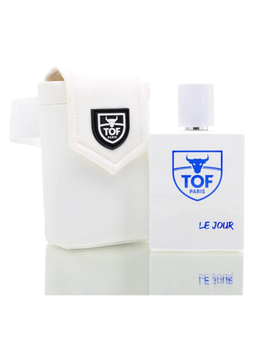 Parfum Le Jour von TOF Paris – 100 ml Flakon Vorderansicht zusammen mit Tasche