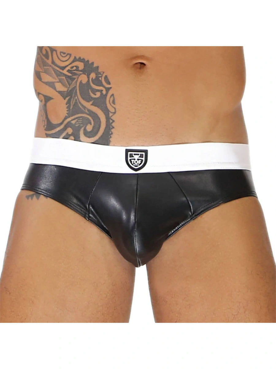TOF Paris Fetish Brief Black n White Vorderansicht Zoom