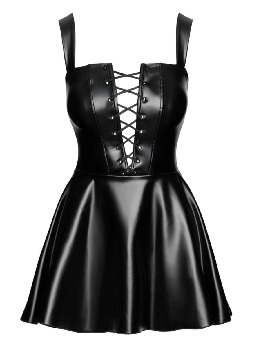 Träger - Minikleid Wetlook – Noir Handmade - Hinreissend