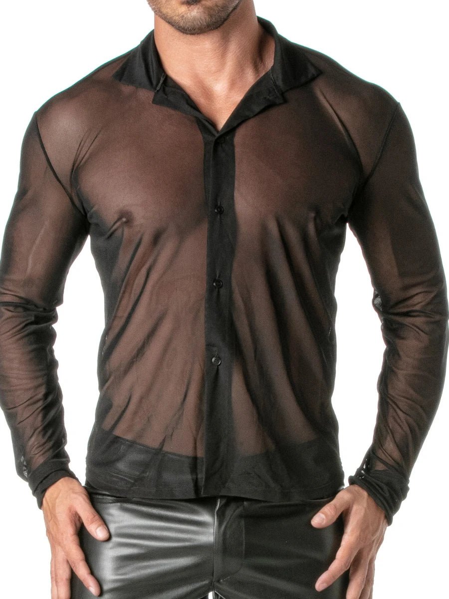 Transgressive Mesh Langarm Shirt Schwarz – TOF Paris - Hinreissend