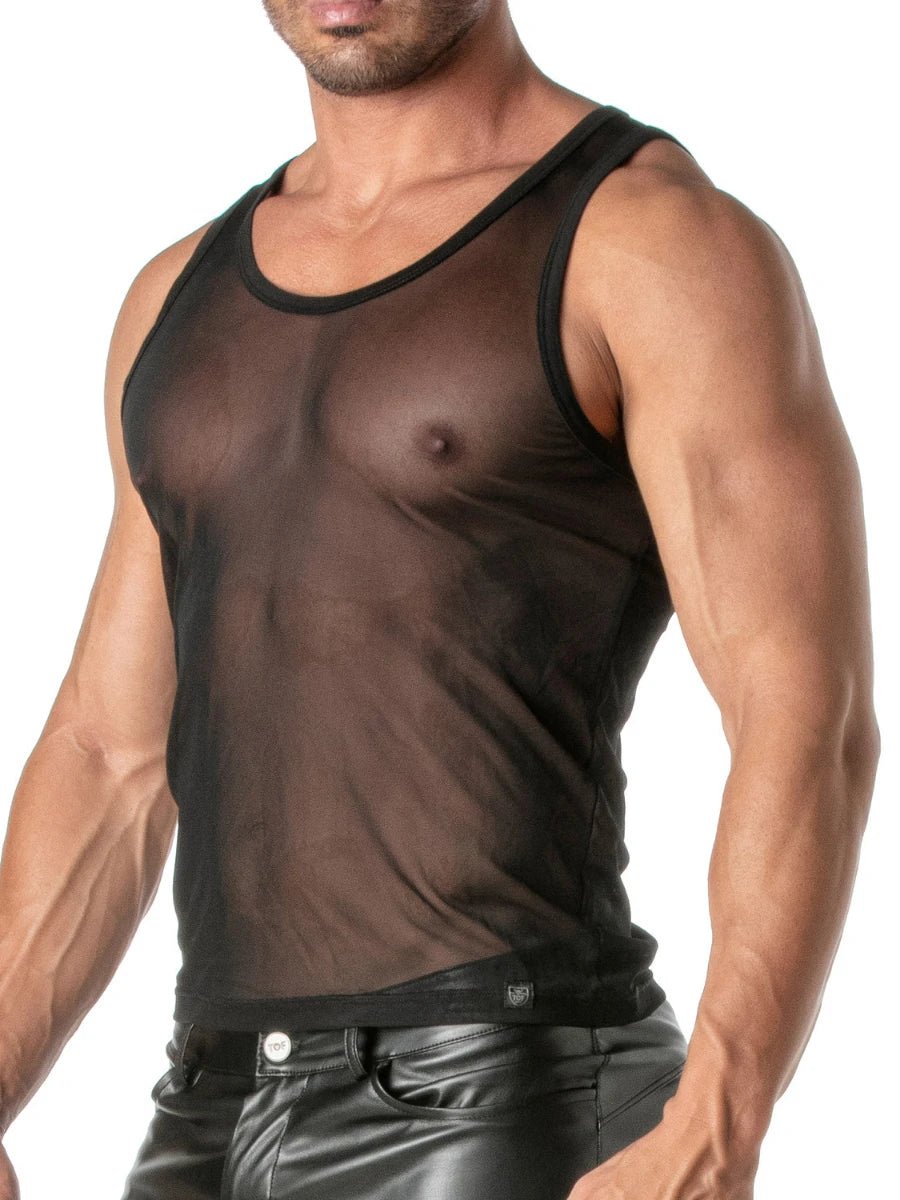 Transgressive Mesh Tank Top Schwarz â TOF Paris - Hinreissend