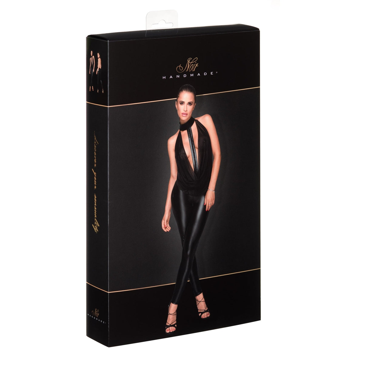 Wetlook Catsuit mit Tüll F223 – Noir Handmade - Hinreissend