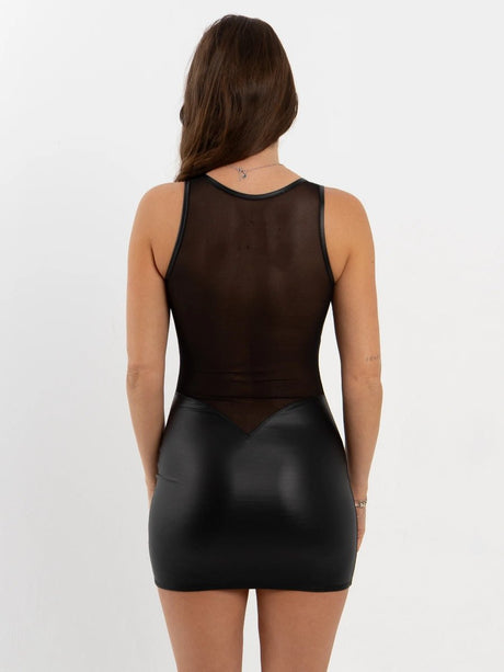Wetlook - Minikleid mit Mesh - Ausschnitt – Alternativ Plaisir - Hinreissend