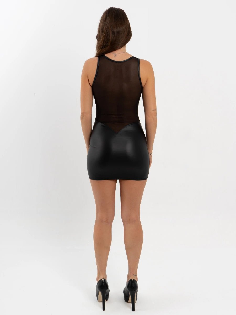 Wetlook - Minikleid mit Mesh - Ausschnitt – Alternativ Plaisir - Hinreissend