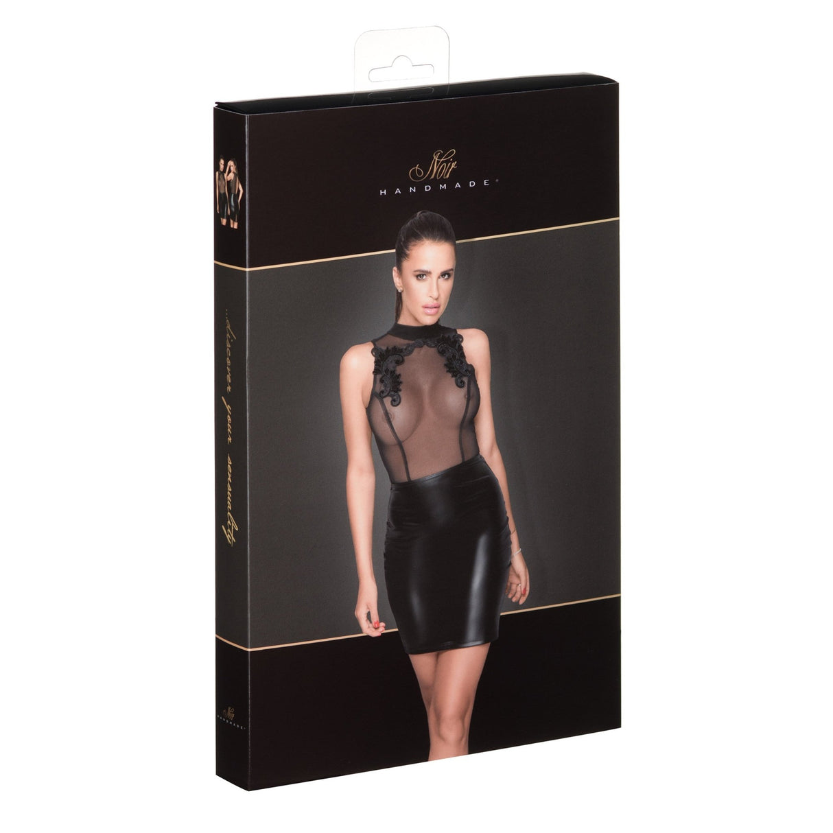 Wetlook Minkleid mit Stickerei - Noir Handmade - Hinreissend