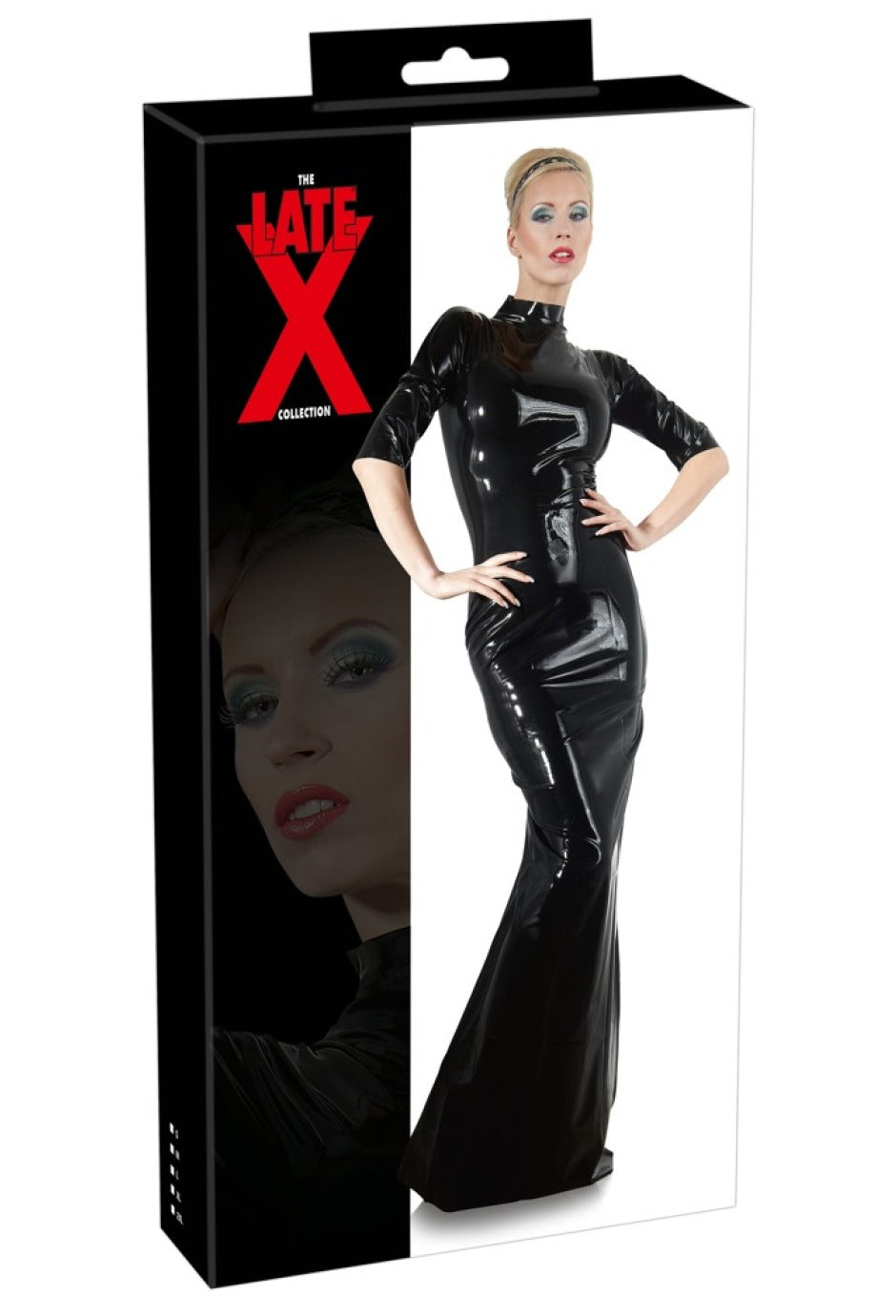 Late X langes Latex Kleid schwarz