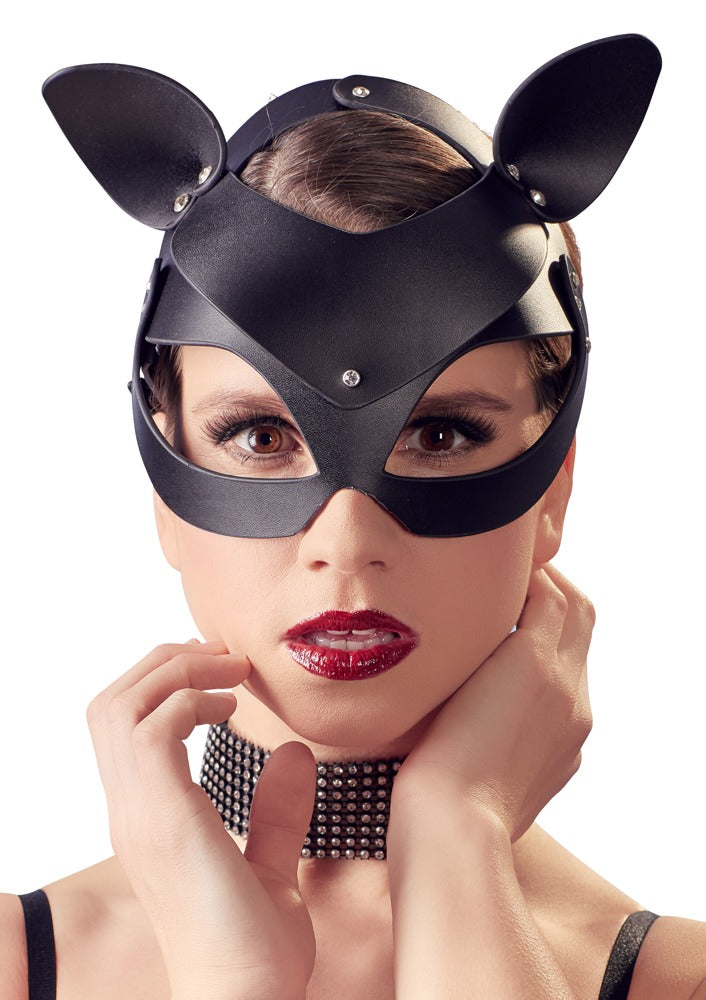 Catmask Strass, Kopfmaske mit Katzenohren