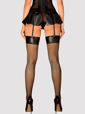 Schwarze Netz-Straps-Strümpfe Darkessia – Obsessive