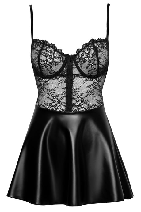 Exklusives kurzes Kleid im edlen Material-Mix – Hinreissend Fetish Fashion